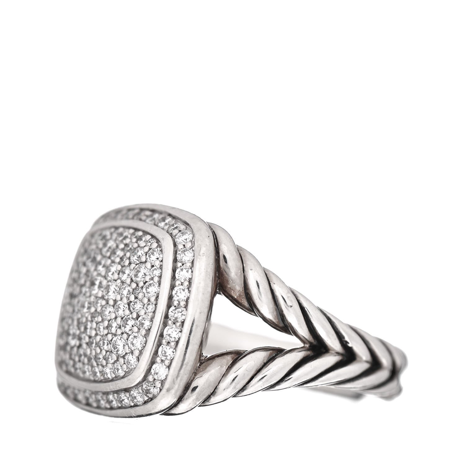 David Yurman Sterling Silver Diamond 14mm Albion Pave Ring 51 5.75 2 of 4