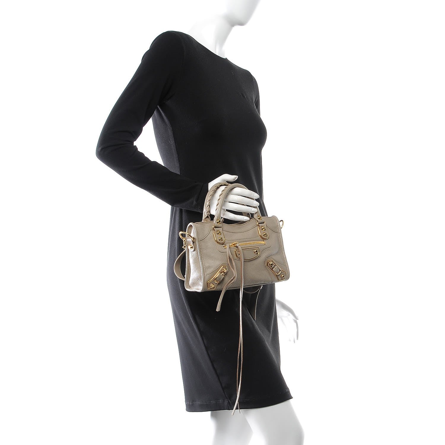 Balenciaga Chevre Gold Metallic Edge Hardware Mini City Beige Dune Argille 3 of 8
