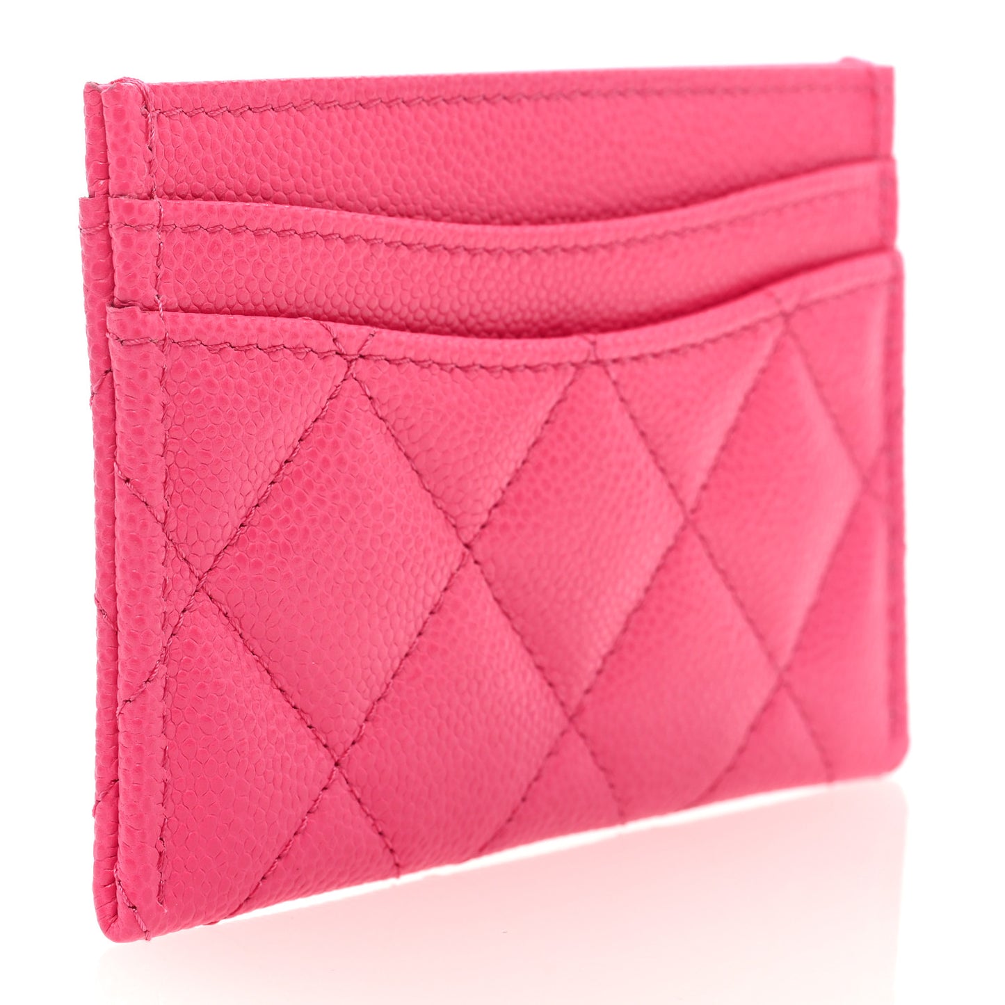 Caviar Quilted Card Holder Pink