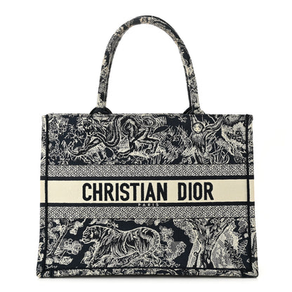 Christian Dior Canvas Embroidered Medium Dioriviera Toile De Jouy Reverse Book Tote Blue 1 of 10