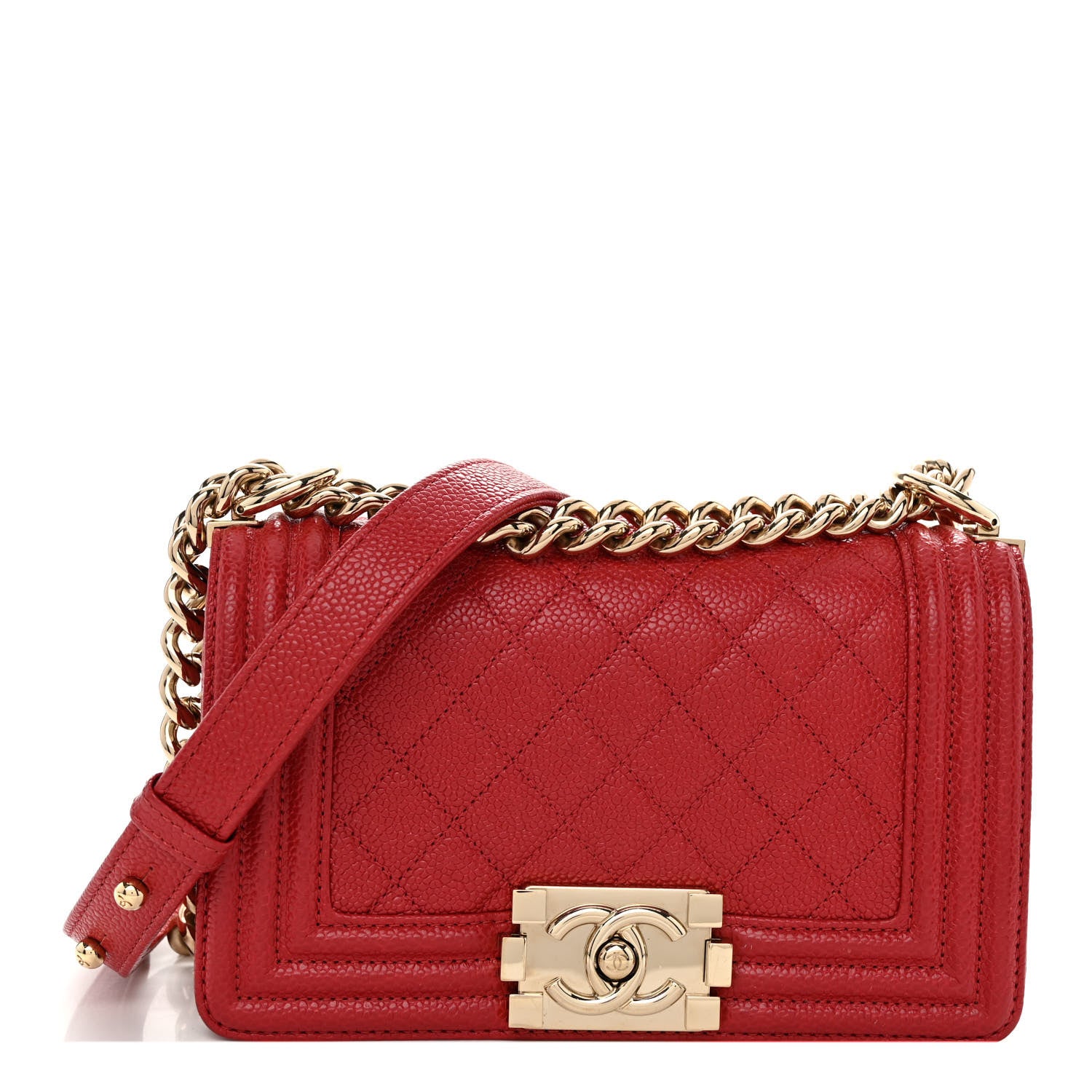 Chanel Caviar Quilted Small Boy Flap Red 1 of 10