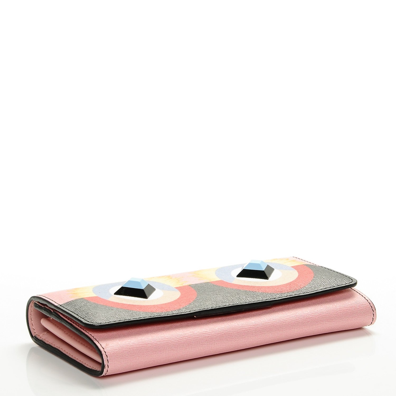 Fendi Vitello Elite Century Hypnoteyes Studded Continental Wallet Bubblegum Multicolor 4 of 6