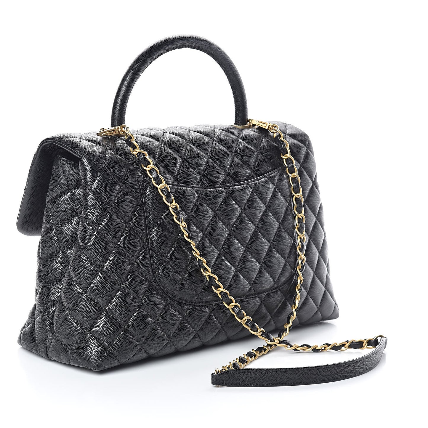 Caviar Quilted Medium Coco Handle Flap Black