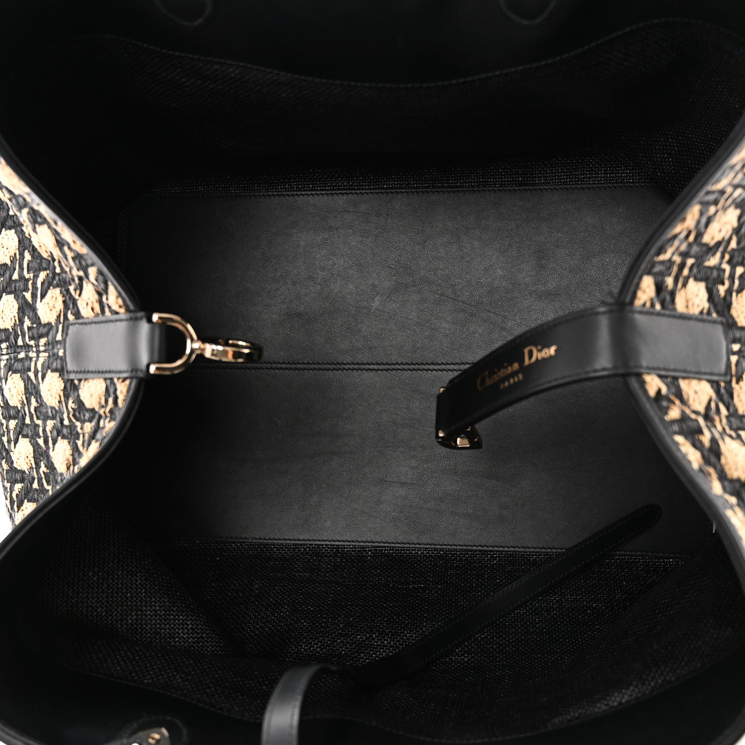 Christian Dior Raffia Calfskin Cannage Large Toujours Black Beige 6 of 11