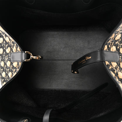 Christian Dior Raffia Calfskin Cannage Large Toujours Black Beige 6 of 11