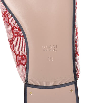 Gucci Canvas GG Monogram Horsebit Womens Princetown Slippers 40 Gardenia Hibiscus Red 6 of 7