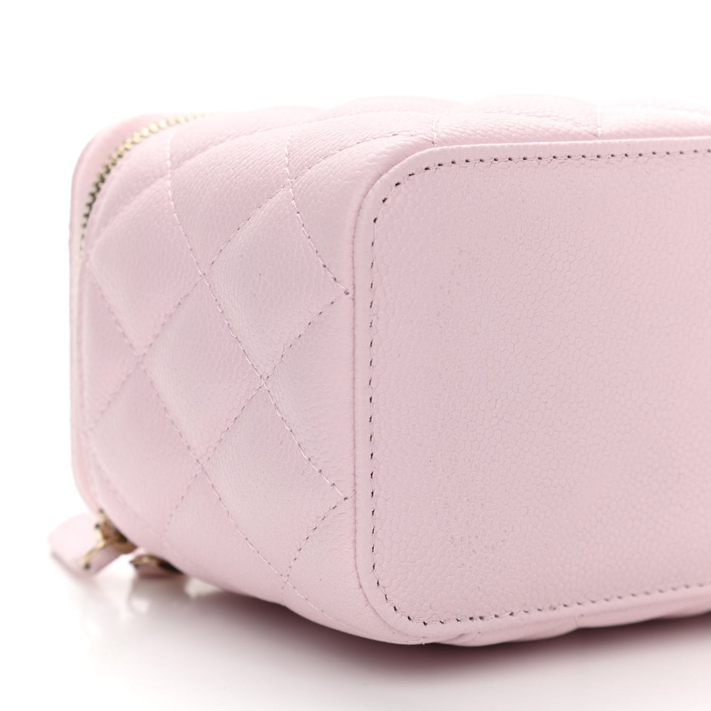 Caviar Quilted Small Tiny CC Vanity Case With Chain Light Pink