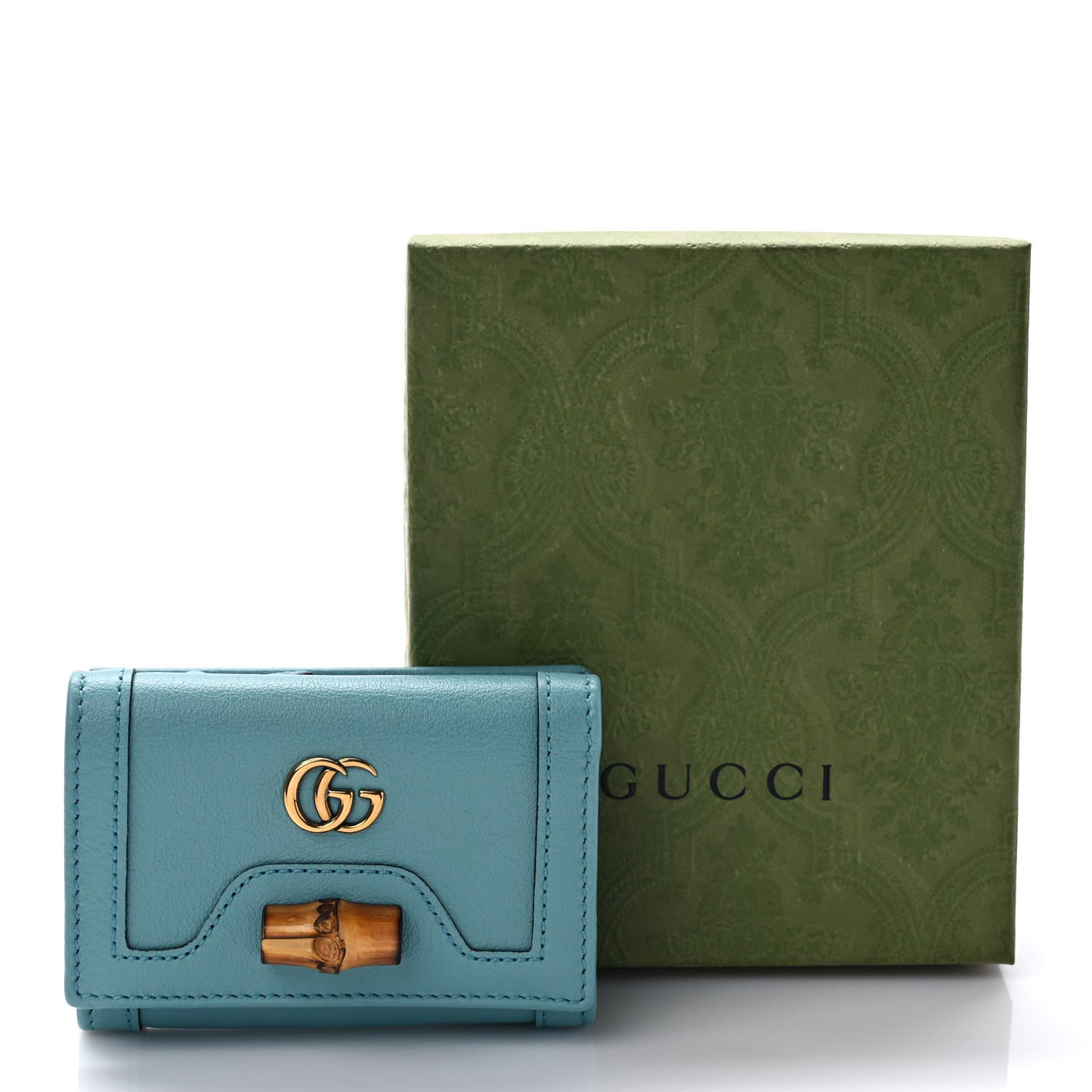 Wonka Grain Calfskin Diana Tri-Fold Wallet Dusty Azure