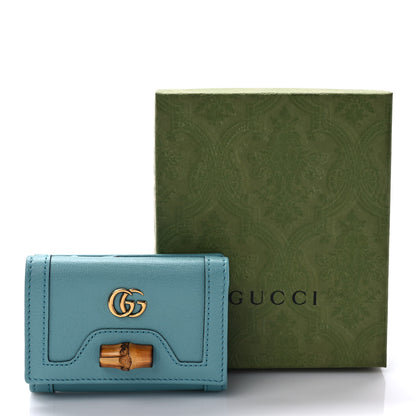 Gucci Wonka Grain Calfskin Diana Tri-Fold Wallet Dusty Azure 8 of 8