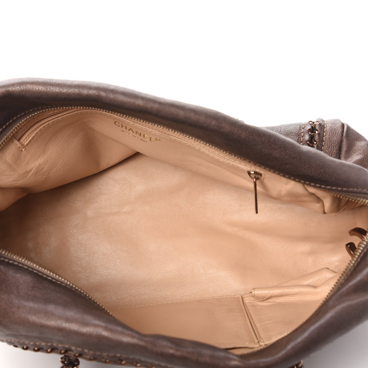 Metallic Goatskin Medium Luxe Ligne Bowler Bronze