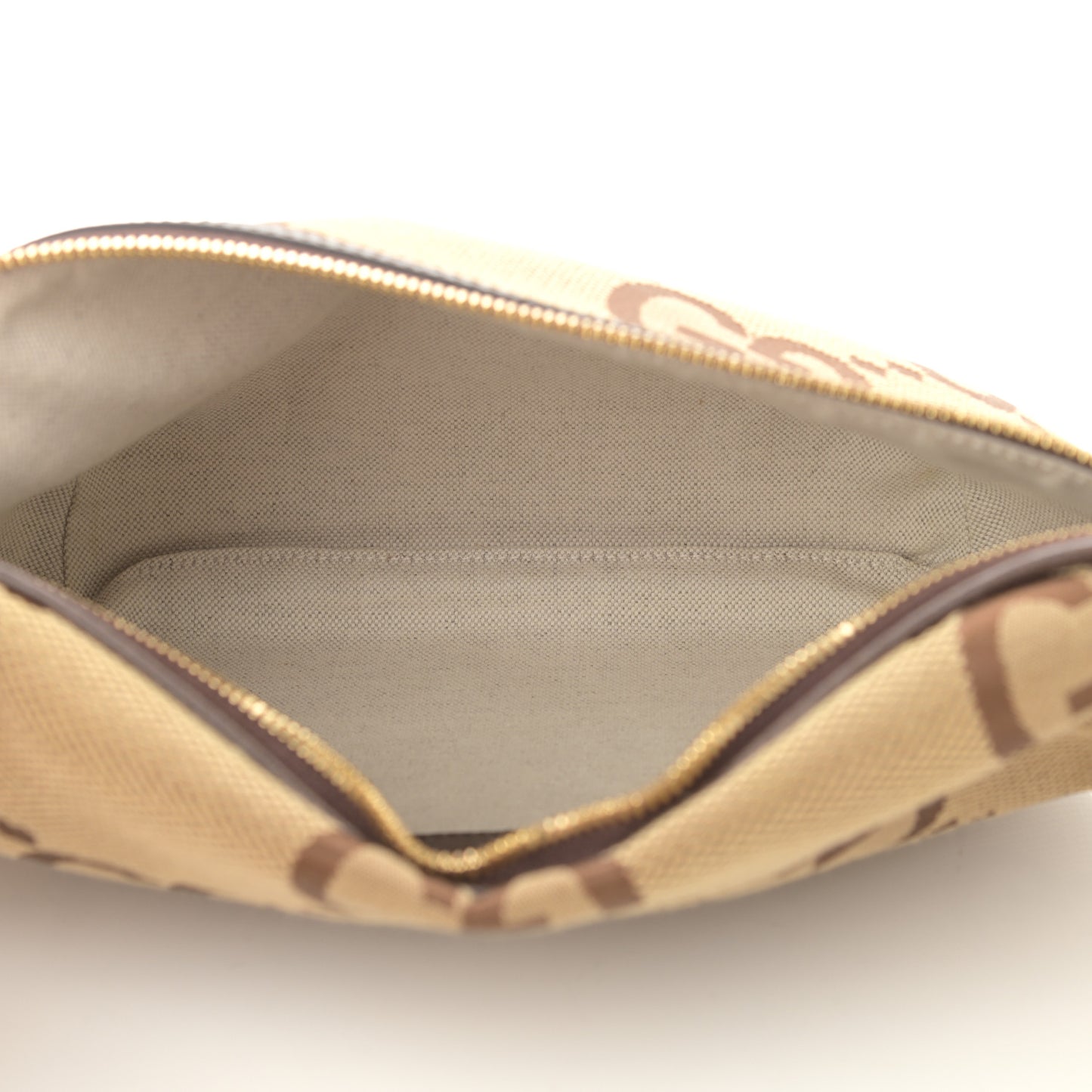 Monogram Jumbo GG Textured Dollar Calfskin Web Belt Bag Camel Ebony New Acero