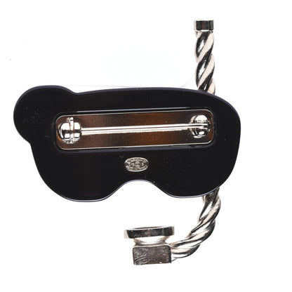 Chanel Resin Pearl Snorkeling CC Brooch Black White Gold 3 of 6