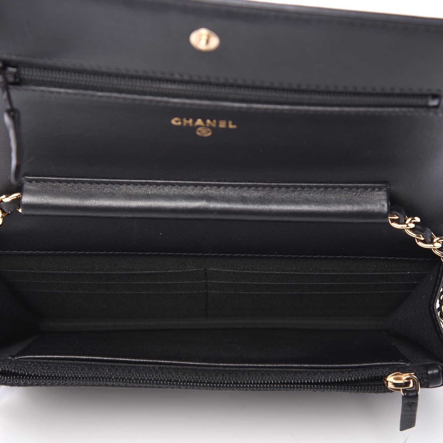 Chanel Calfskin Chevron Quilted Boy Wallet On Chain WOC Black 5 of 10