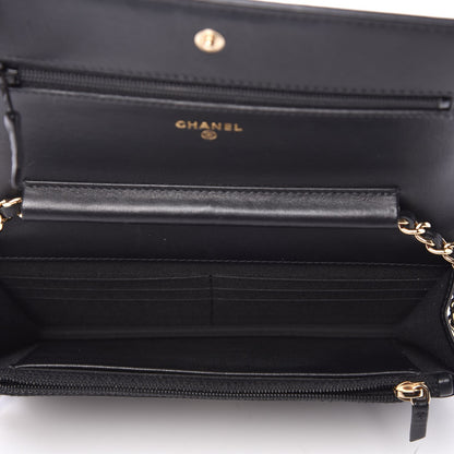 Chanel Calfskin Chevron Quilted Boy Wallet On Chain WOC Black 5 of 10