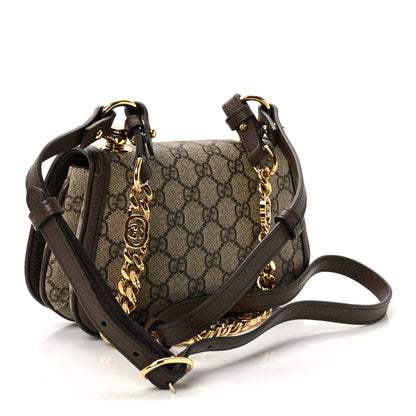 Gucci GG Supreme Monogram Textured Dollar Calfskin Mini Blondie Chain Shoulder Flap Bag Beige Ebony New Acero 2 of 8