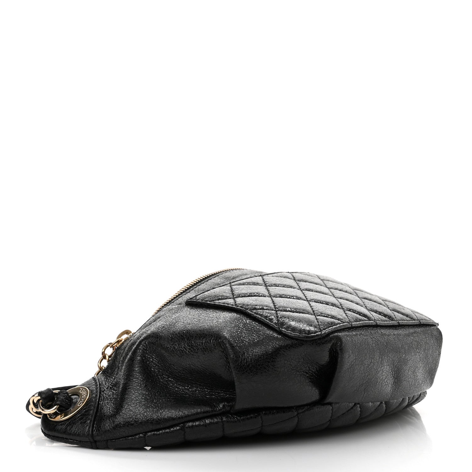 Chanel Crumpled Glazed Lambskin Quilted Waist Bag Fanny Pack Black 4 of 11