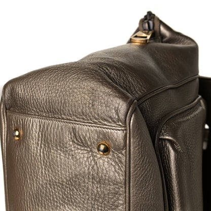 Gucci Metallic Pebbled Calfskin Medium 1973 Top Handle Satchel Golden Beige 18 of 20