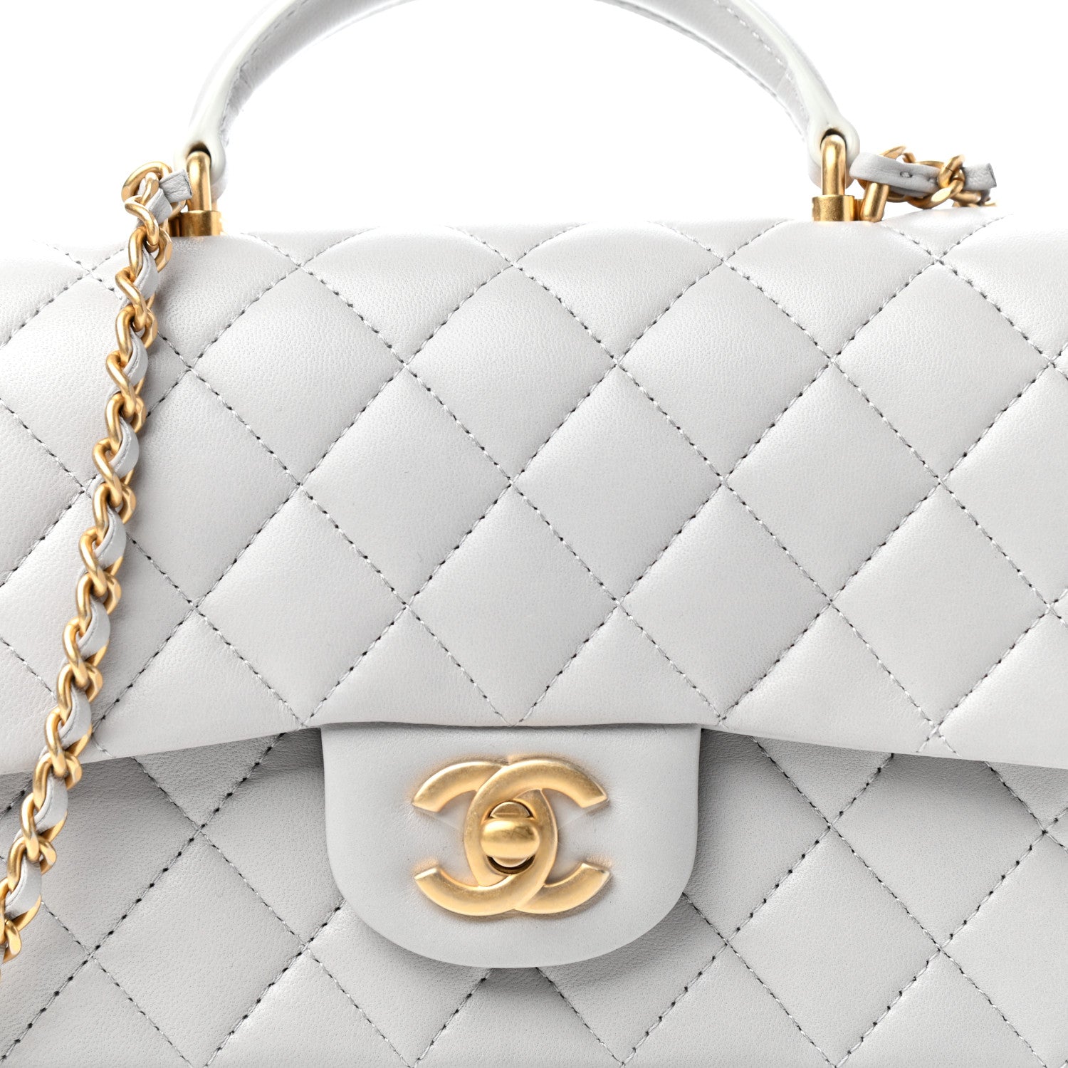 Chanel Lambskin Quilted Mini Top Handle Rectangular Flap Grey 10 of 12