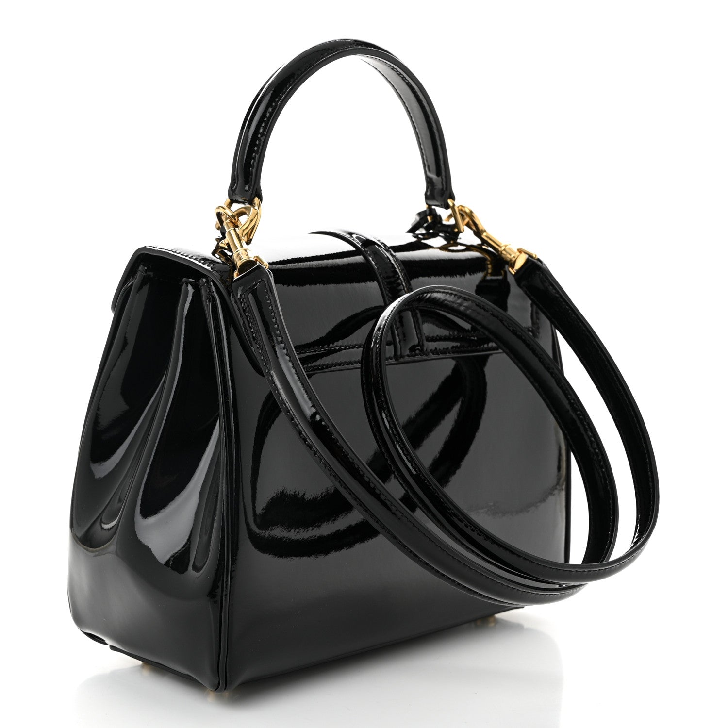 Celine Patent Calfskin Small 16 Top Handle Bag Black 3 of 11