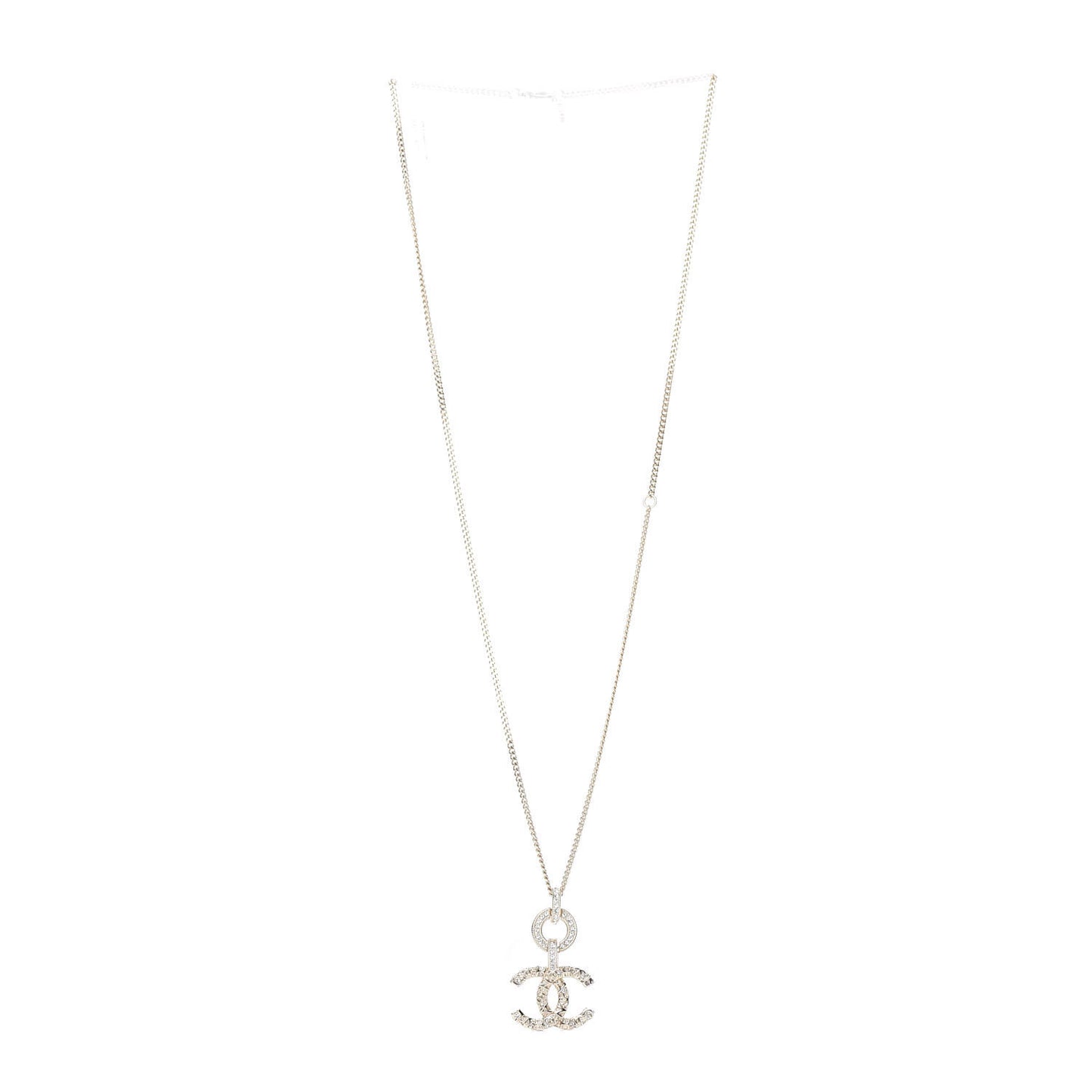 Crystal CC Logo Pendant Necklace Gold