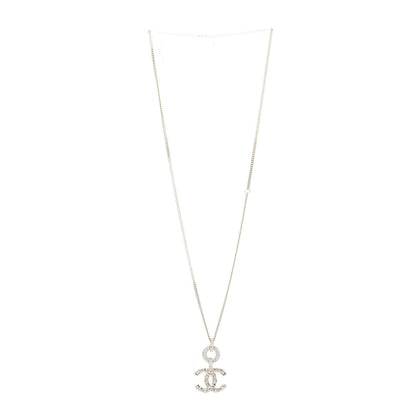 Chanel Crystal CC Logo Pendant Necklace Gold 3 of 5