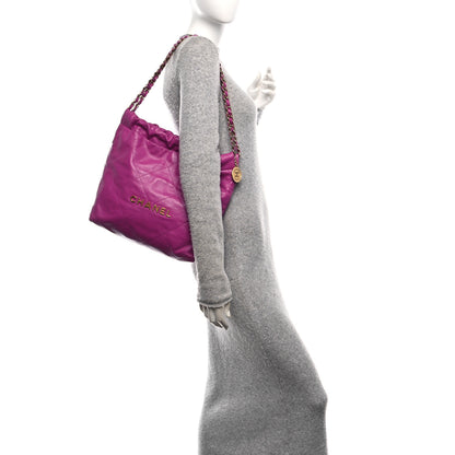 Chanel Shiny Calfskin Quilted Small Chanel 22 Fuchsia 2 of 11