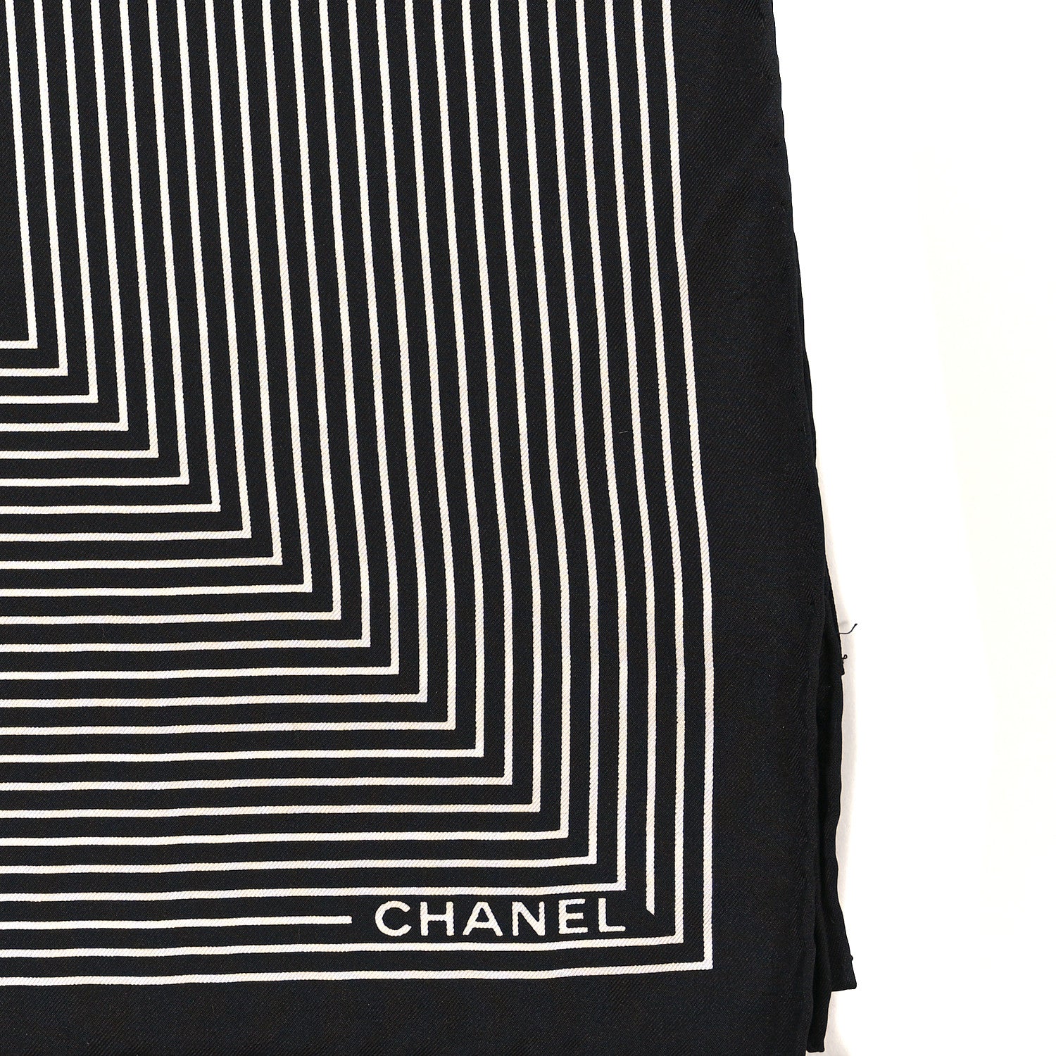 Chanel Silk CC Square Scarf White Black 2 of 3