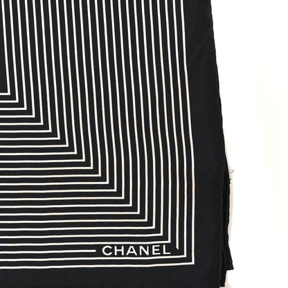 Chanel Silk CC Square Scarf White Black 2 of 3