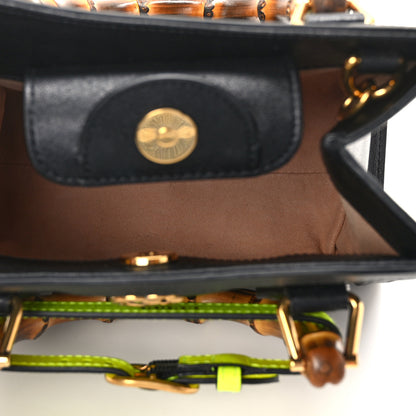 Gucci Wonka Grain Calfskin Mini Diana Tote Bag Black Yellow Fluo 4 of 13