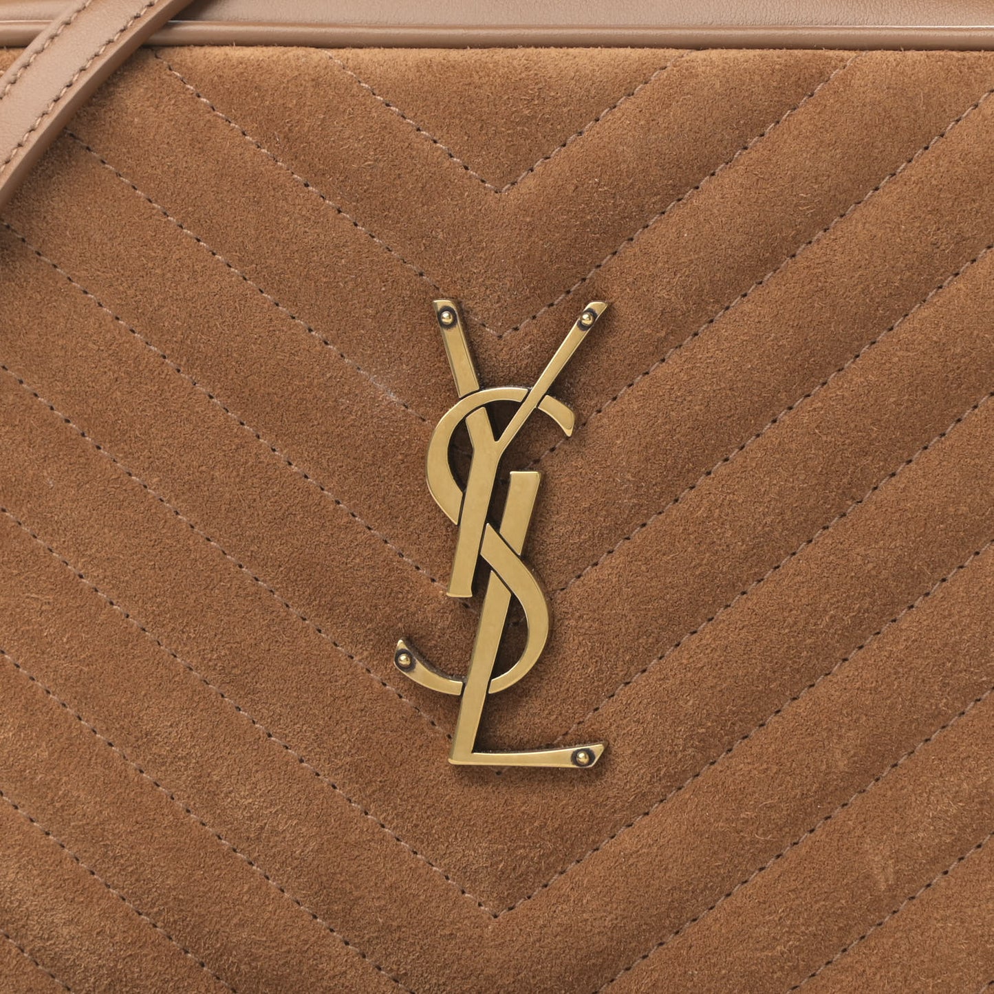 Suede Matelasse Monogram Lou Camera Bag Cinnamon