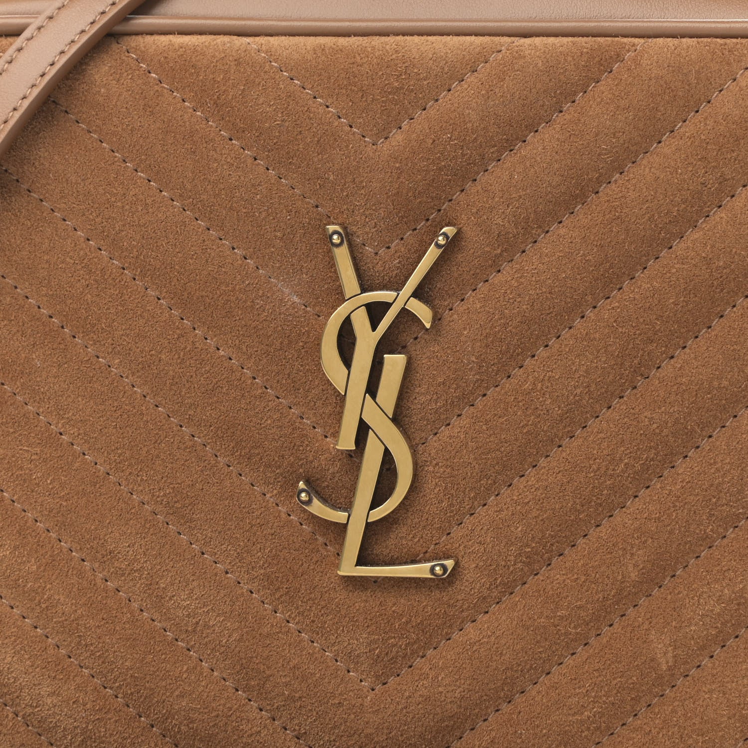 Saint Laurent Suede Matelasse Monogram Lou Camera Bag Cinnamon 8 of 10