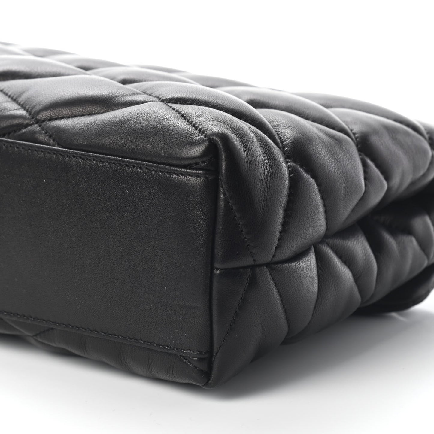 Lambskin Quilted Sade Puffer Envelope Clutch Black