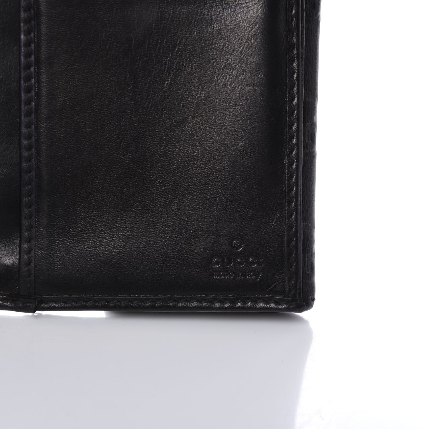 Gucci Guccissima Margaux Calfskin Metal Bar Continental Flap Wallet Black 6 of 7