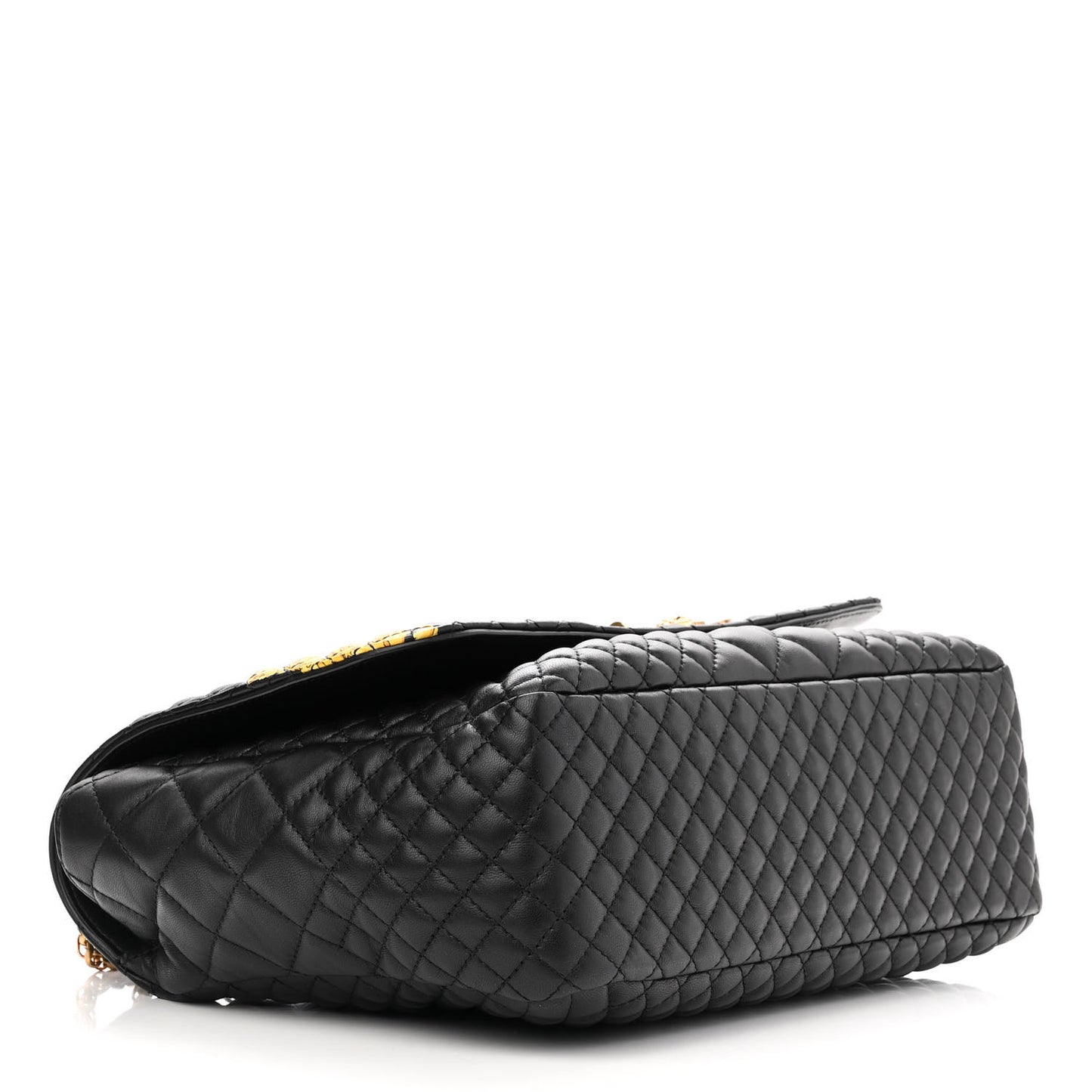 Nappa Quilted Barocco Print Icon Shoulder Bag Black
