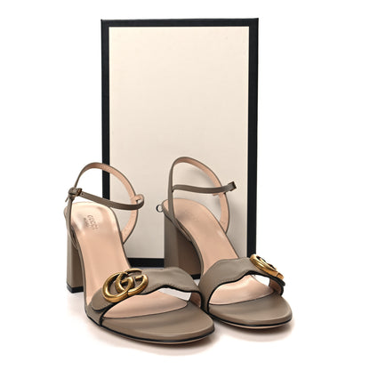 Gucci Lifford Calfskin GG Marmont Ankle Wrap 75mm Sandals 40.5 Mud 8 of 8