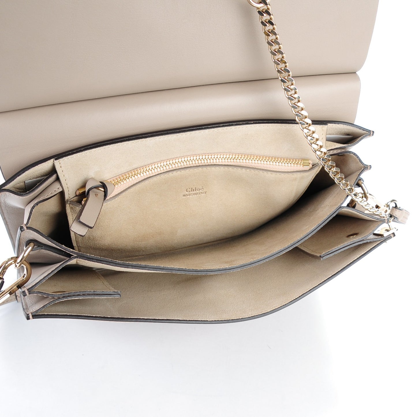 Calfskin Suede Medium Faye Shoulder Bag Motty Grey