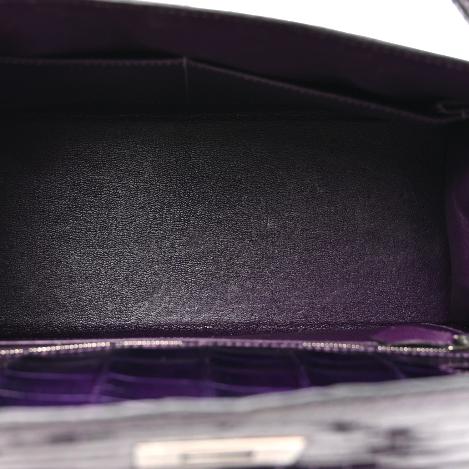 Hermes Shiny Niloticus Crocodile Kelly Sellier 28 Amethyst 9 of 23