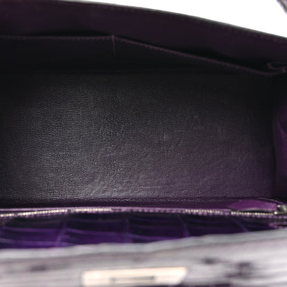 Hermes Shiny Niloticus Crocodile Kelly Sellier 28 Amethyst 9 of 23