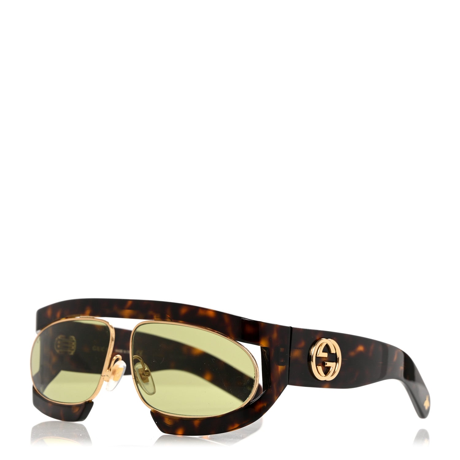 Gucci Oval Sunglasses GG0233S Tortoiseshell Gold 1 of 10