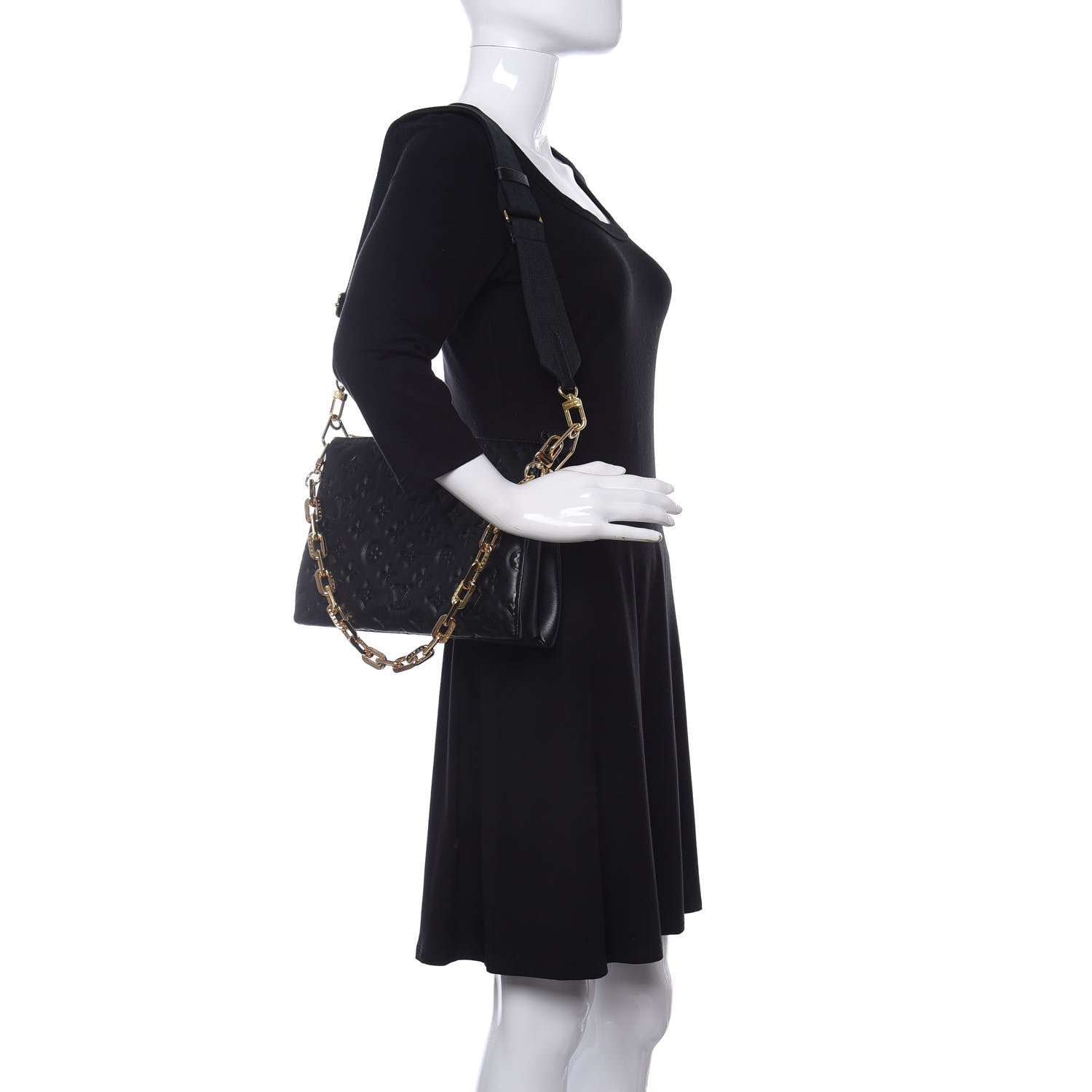 Louis Vuitton Lambskin Embossed Monogram Coussin PM Black 2 of 11