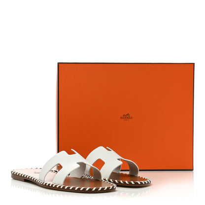 Hermes Calfskin Braided Oran Sandals 38.5 White 7 of 7