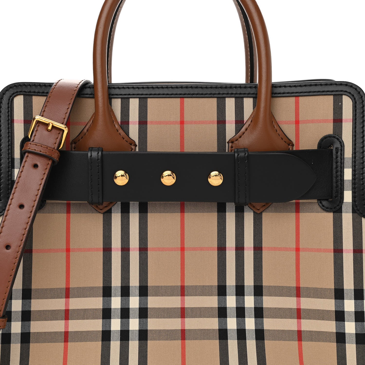 Burberry Calfskin Vintage Check Triple Stud Mini Belt Bag Archive Beige 9 of 14
