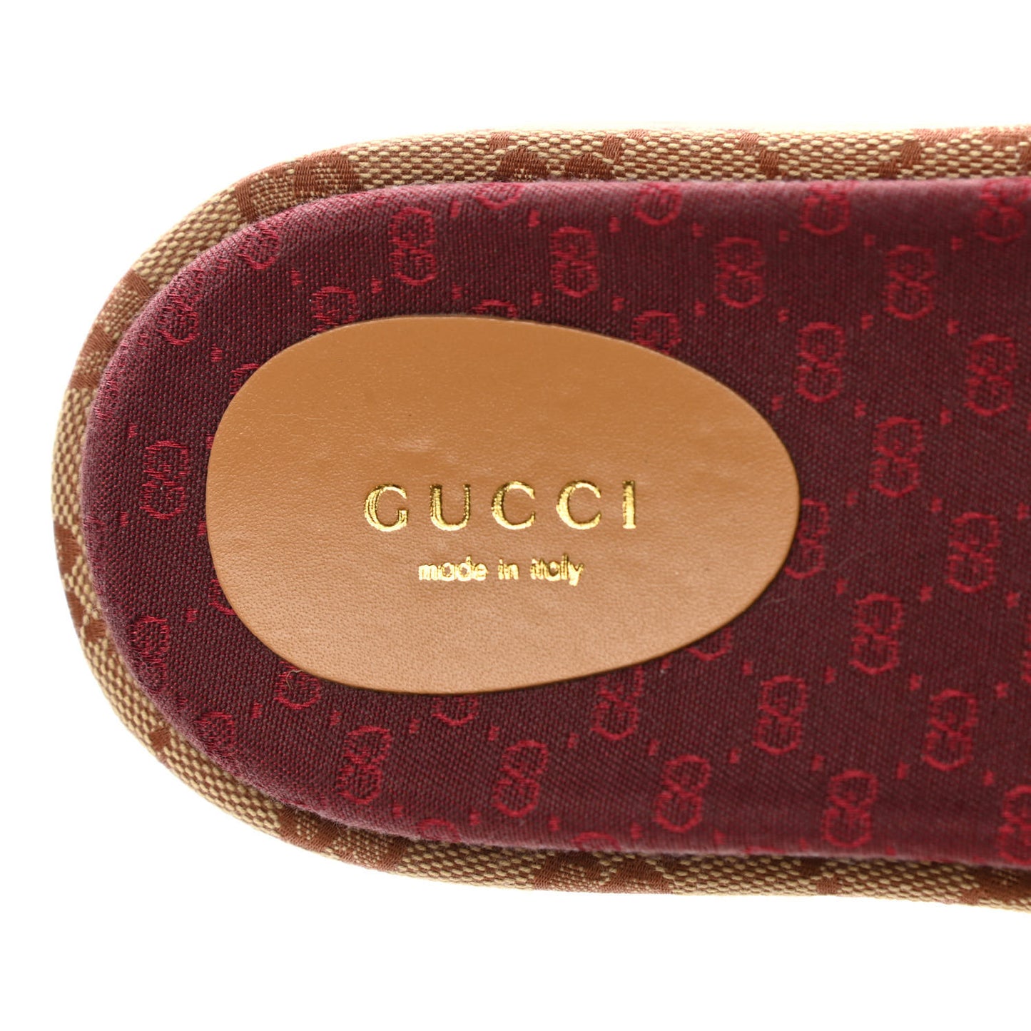 Canvas GG Monogram Angelina Platform Slide Sandals 38.5 Beige Ruggine