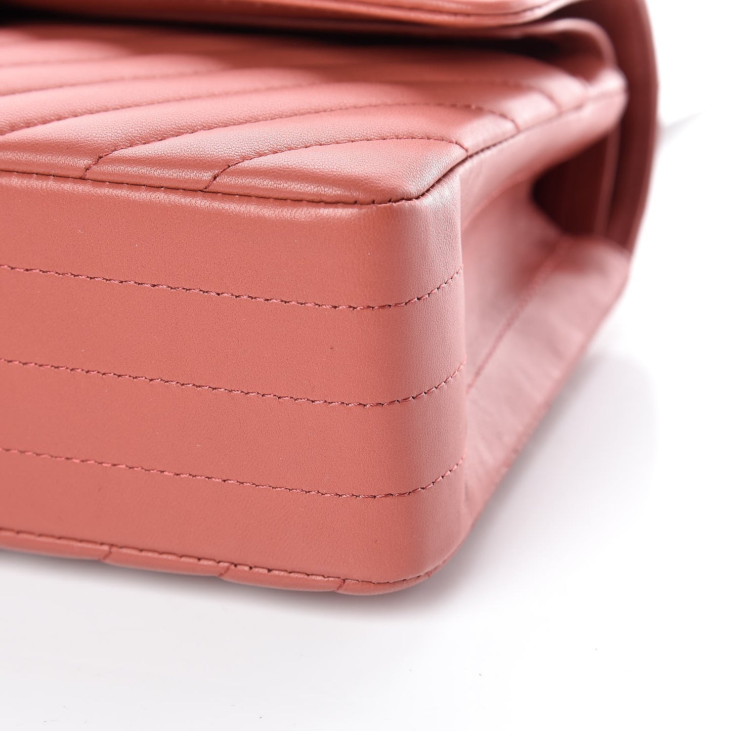Lambskin Chevron Quilted Medium Double Flap Rosewood