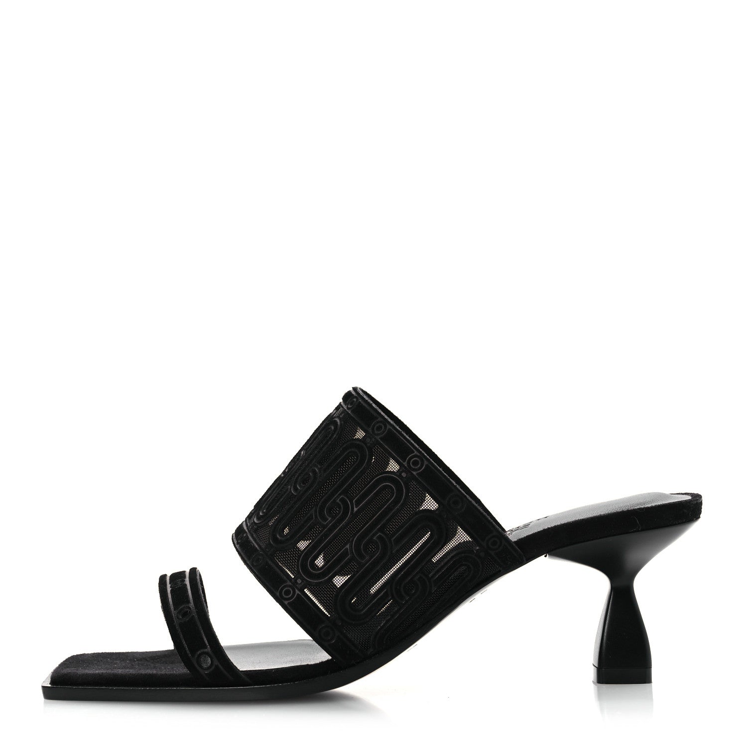 Hermes Suede Goatskin Mesh Joia 55 Mule Sandals 36 Black 1 of 11