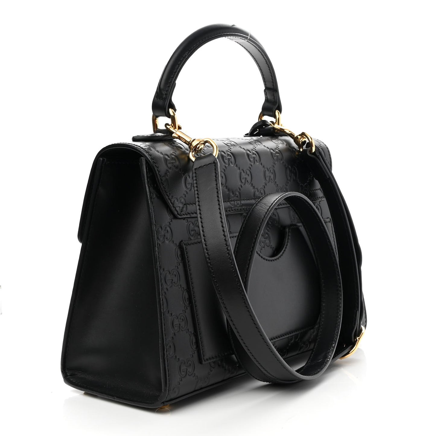 Guccissima Signature Small Padlock Top Handle Bag Black