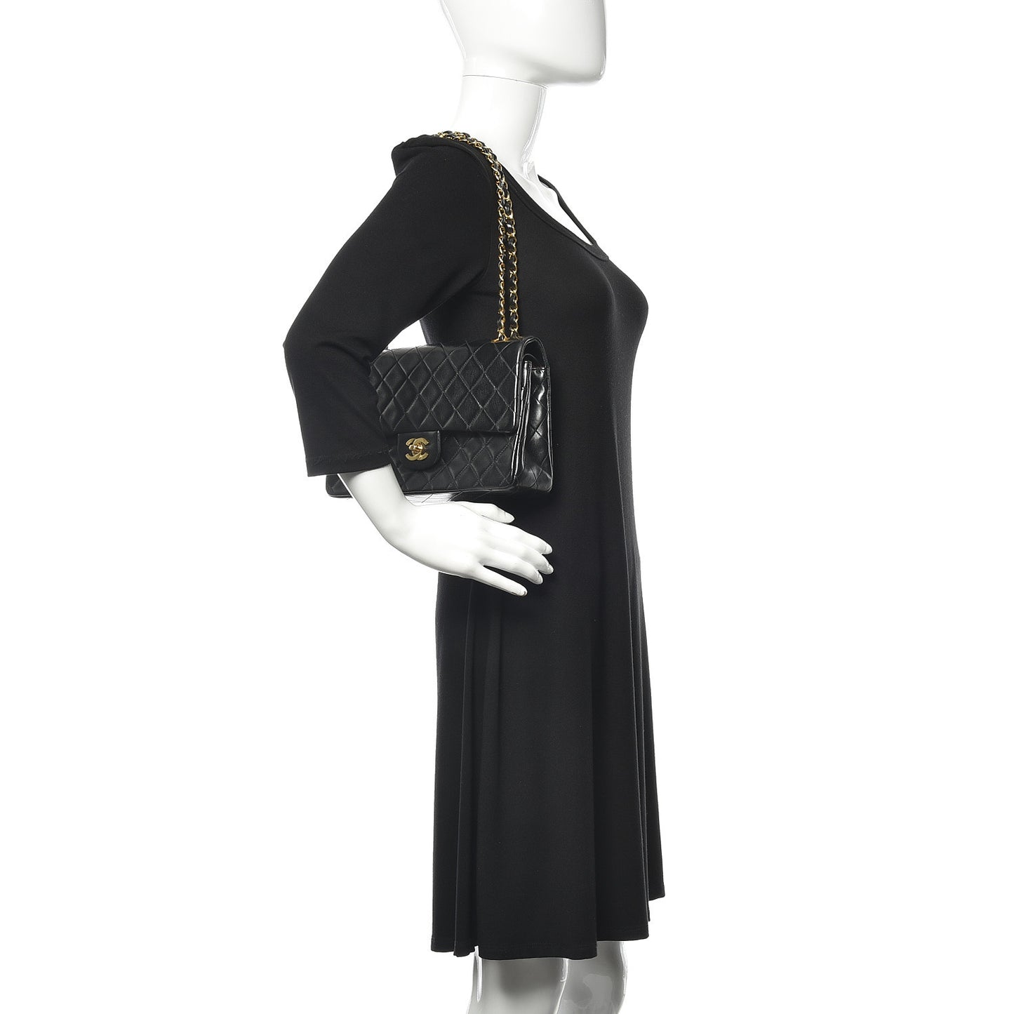 Lambskin Quilted Medium Double Flap Black