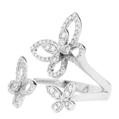 Graff 18K White Gold Diamond Triple Butterfly Silhouette Ring 53 6.5 3 of 8