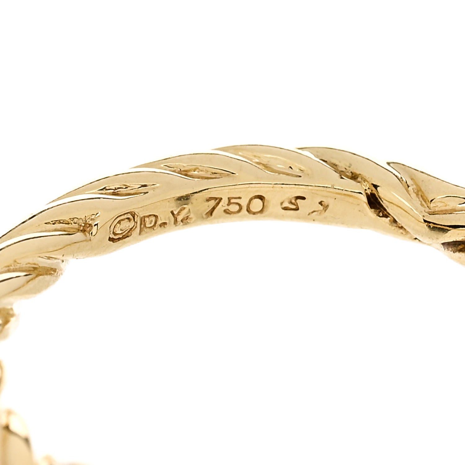 David Yurman 18K Yellow Gold Diamond 8mm Cable Collectibles Quatrefoil Pave Stack Ring 49 5 5 of 5