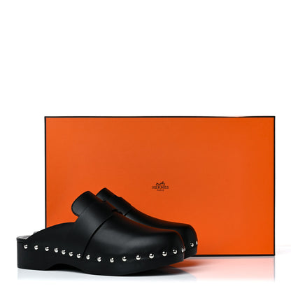 Hermes Calfskin Calya Mules 37 Black 14 of 14